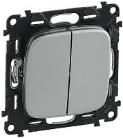 Переключатель без рамки Legrand Valena Allure 2-кл. проходной алюминий картинка